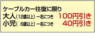 筑波山ケーブルカー割引金額表